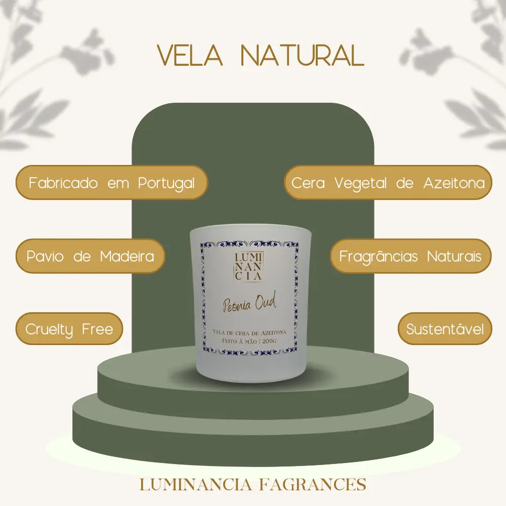 Vela Peónia Oud 200g Luminancia Fragrances