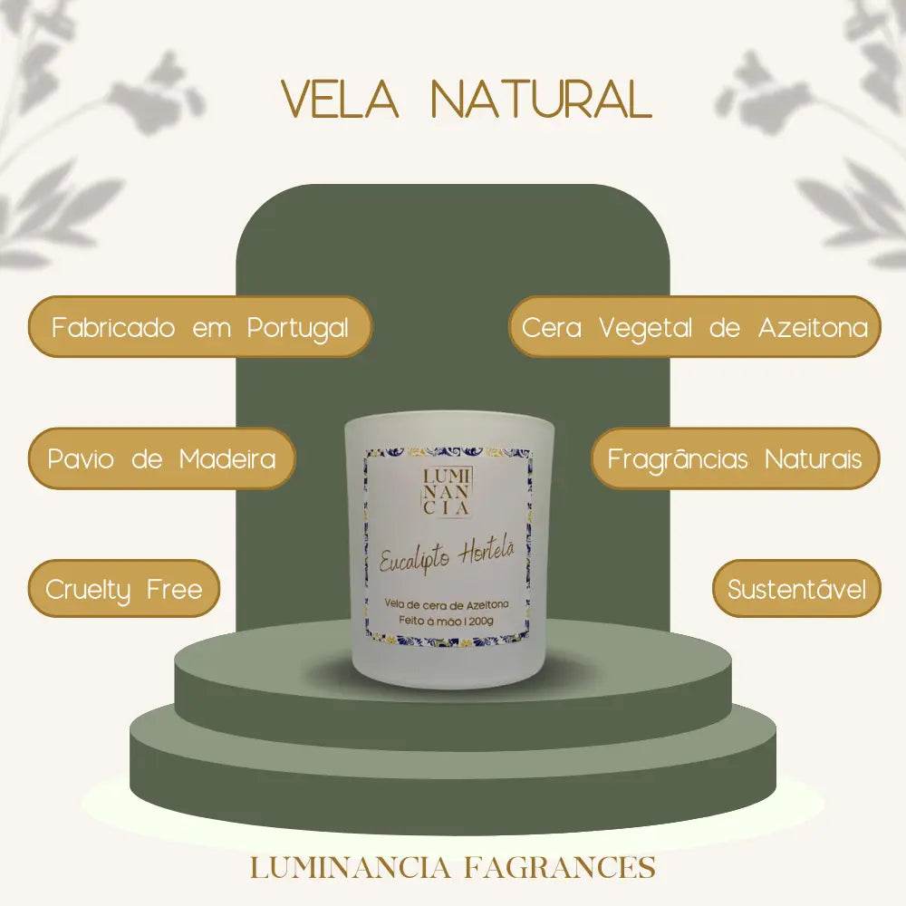 Vela Eucalipto Hortelã 200g Luminancia Fragrances